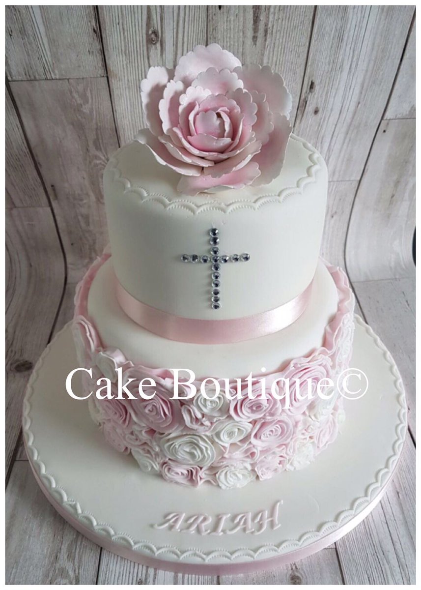 CakeBoutiqueMcr's tweet photo. Rose swirls and Peony girls christening Cake #christening #cake https://t.co/Au67oQQ15a