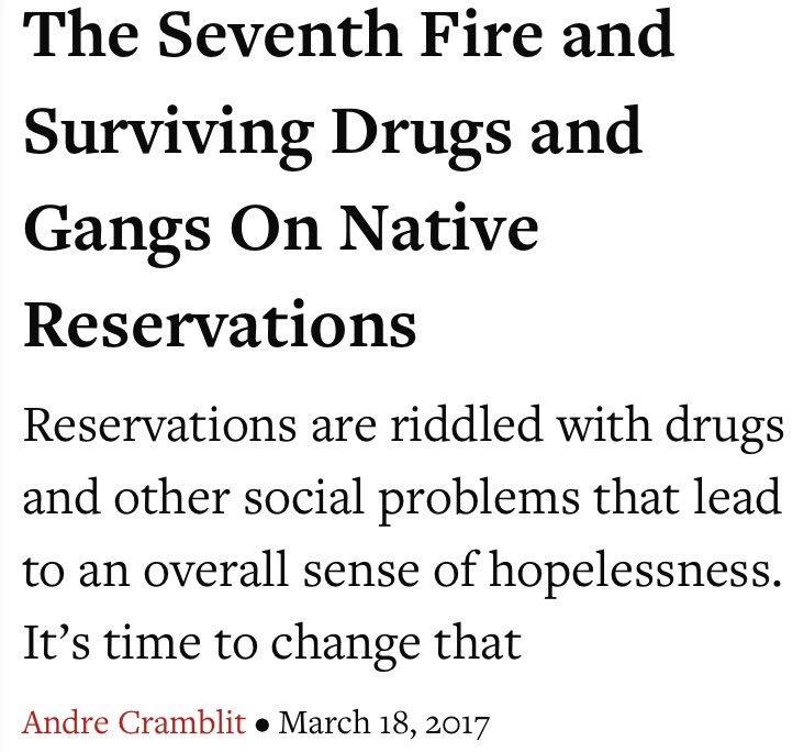 Powerful piece on #TheSeventhFire and the battle against drugs &amp; gangs in Indian Country: indiancountrymedianetwork.com/news/opinions/… via @indiancountry