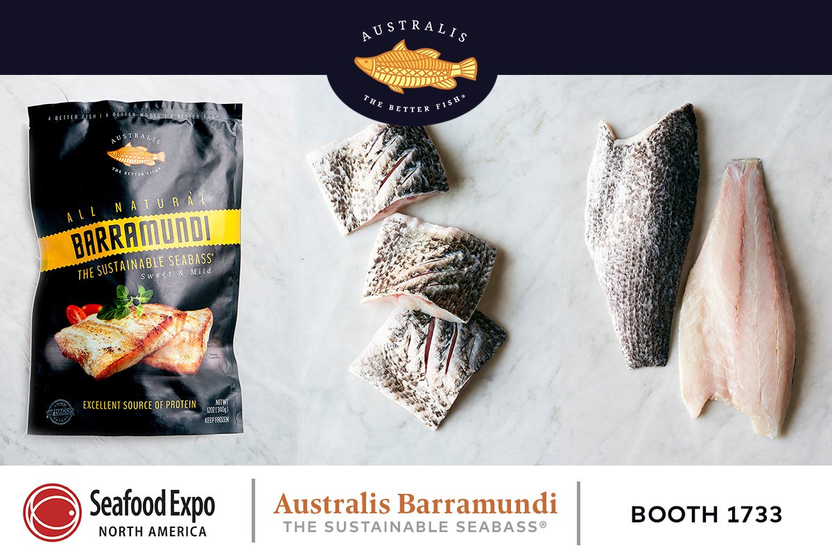 thebetterfish's tweet photo. Stop by Booth #1733 @bostonseafood and say hello! We'd ❤️for you to meet #TheBetterFish &amp; "sea" why #barramundi is the #NextBigFish 🐟#SENA17 https://t.co/K94Qc8TrmB