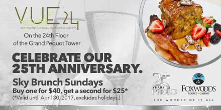 FoxwoodsCT's tweet photo. At VUE 24's #SkyBrunch this AM? Check out their #brunch offer! Don't forget to tweet us your pics #ImCravingFoxwoods https://t.co/wSkLiL3yw2 https://t.co/TxxDNRNnkd