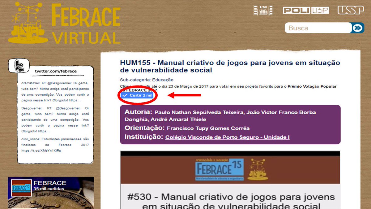 franciscotupy's tweet photo. Vote nos meus alunos: projeto de reciclagem de lixo eletrônico para fazer jogos. @febrace #febrace #febrace2017 #febracevaleapena https://t.co/o3mIPT8tXP