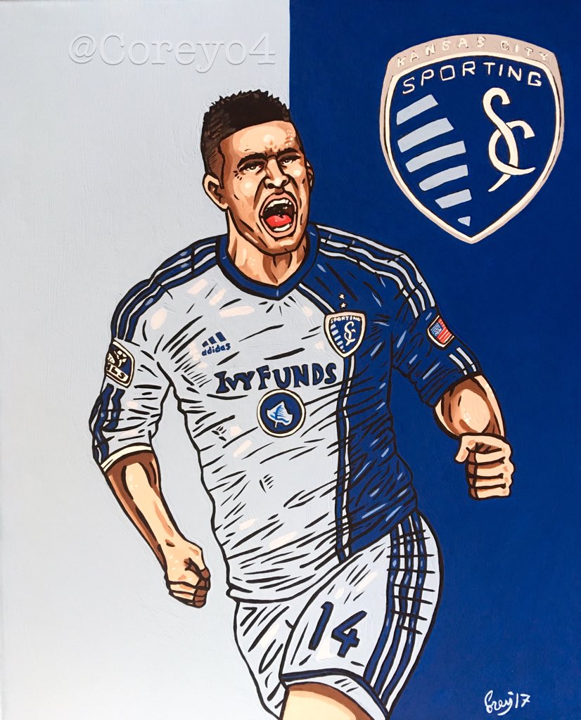 Coreyo4's tweet photo. @Ddwyer14 I'm hoping you could sign this painting I made for @OneGoalKC for their event this Summer! #SportingKC #OneGoalKC https://t.co/RU0b0Ii9Pl