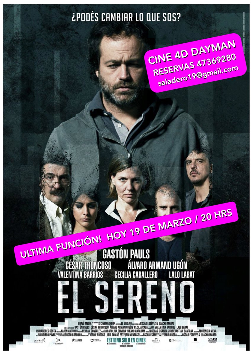 saloreyesfilm's tweet photo. Debido a las solicitudes que nos llegaron y a las notas en los medios Vuelve sólo hoy domingo @elserenofilm al CINE 4D DAYMAN. @laetitialae https://t.co/4OHusryOwY