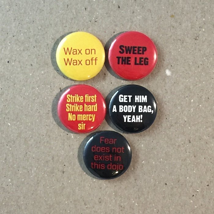 regretfactory's tweet photo. Karate Kid Movie Quotes Fan Art 5 - 1 Inch Button Badge Pinback Pin Set https://t.co/lHjPeeUZqC #moviequotes #Manget https://t.co/m5vk0lP128