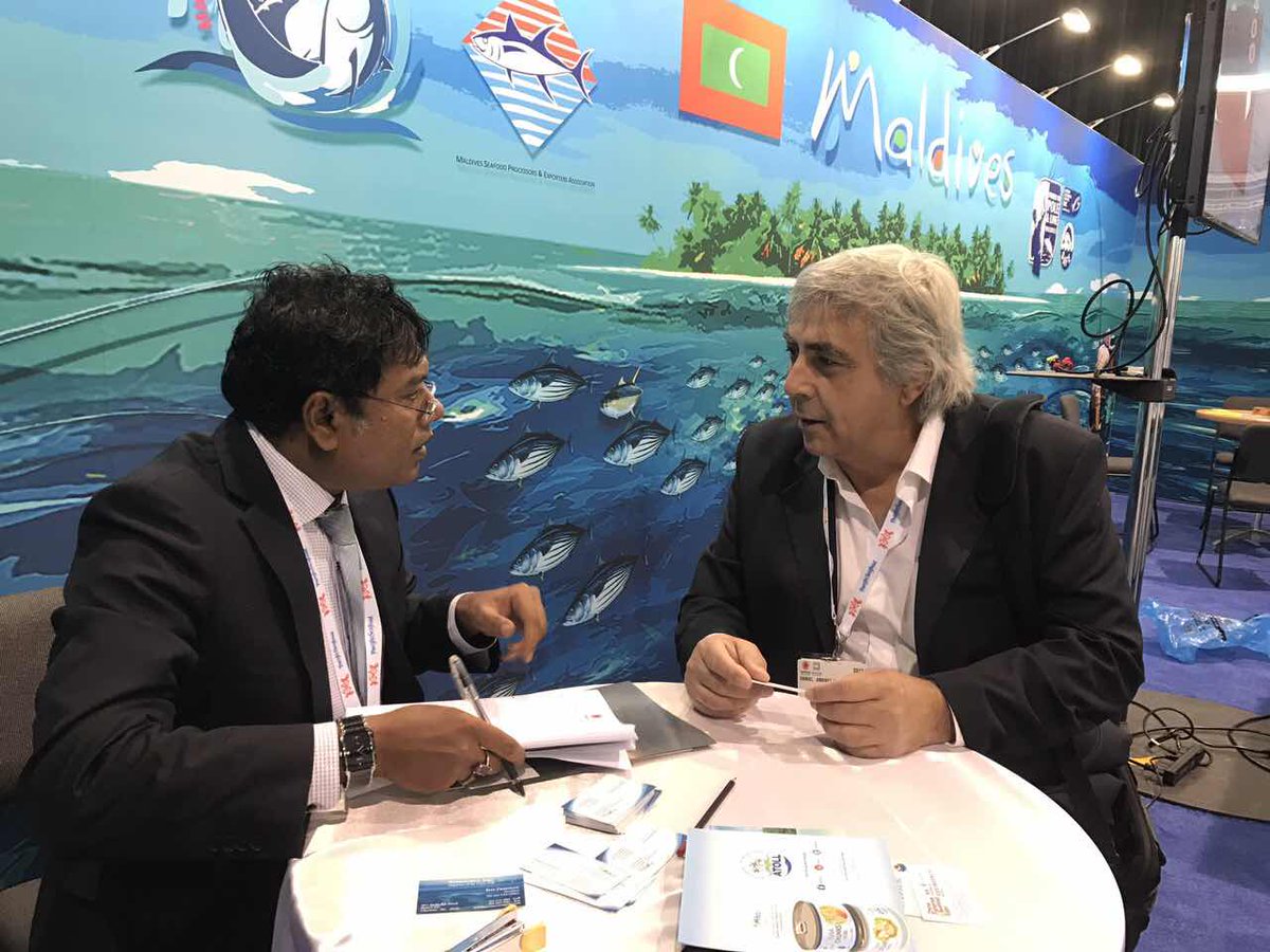 bostonshowmv's tweet photo. #Live #HappeningNow 
#BostonSeafoodShow Day1 
@mifcomv promoting International seafood products of #Atoll brand https://t.co/CgG2Nhttav