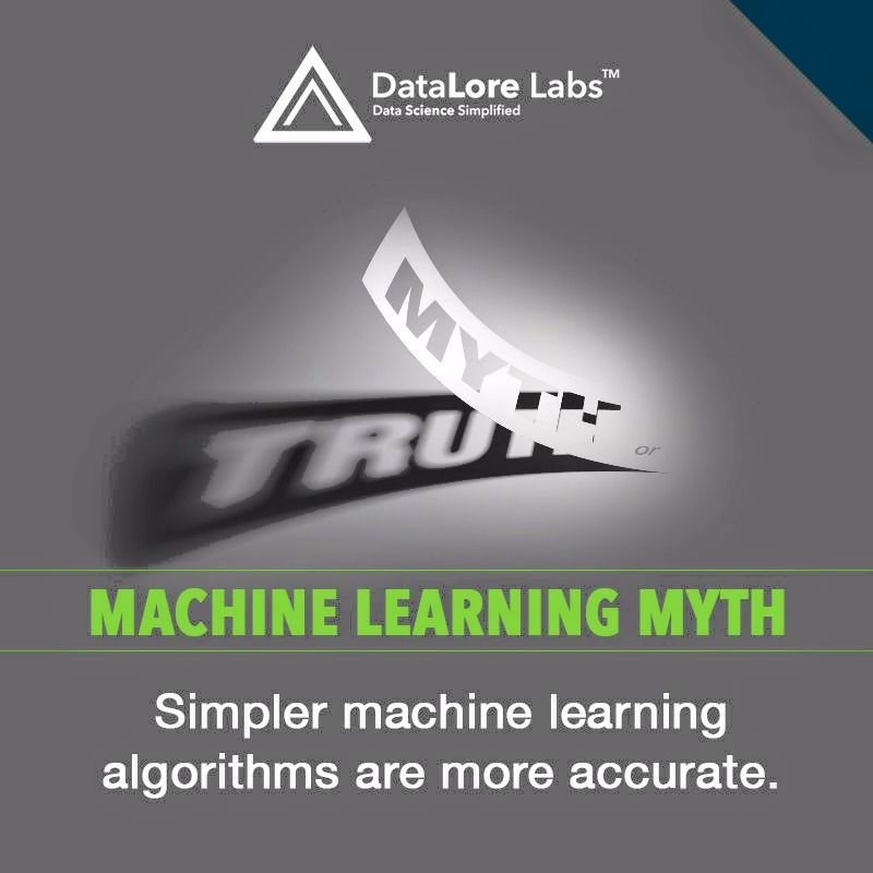datalorelabs's tweet photo. It is a #myth that simpler #machinelearning model the accurate it is. #DeepLearning #BigData #Datamyth https://t.co/qF610BIUtB