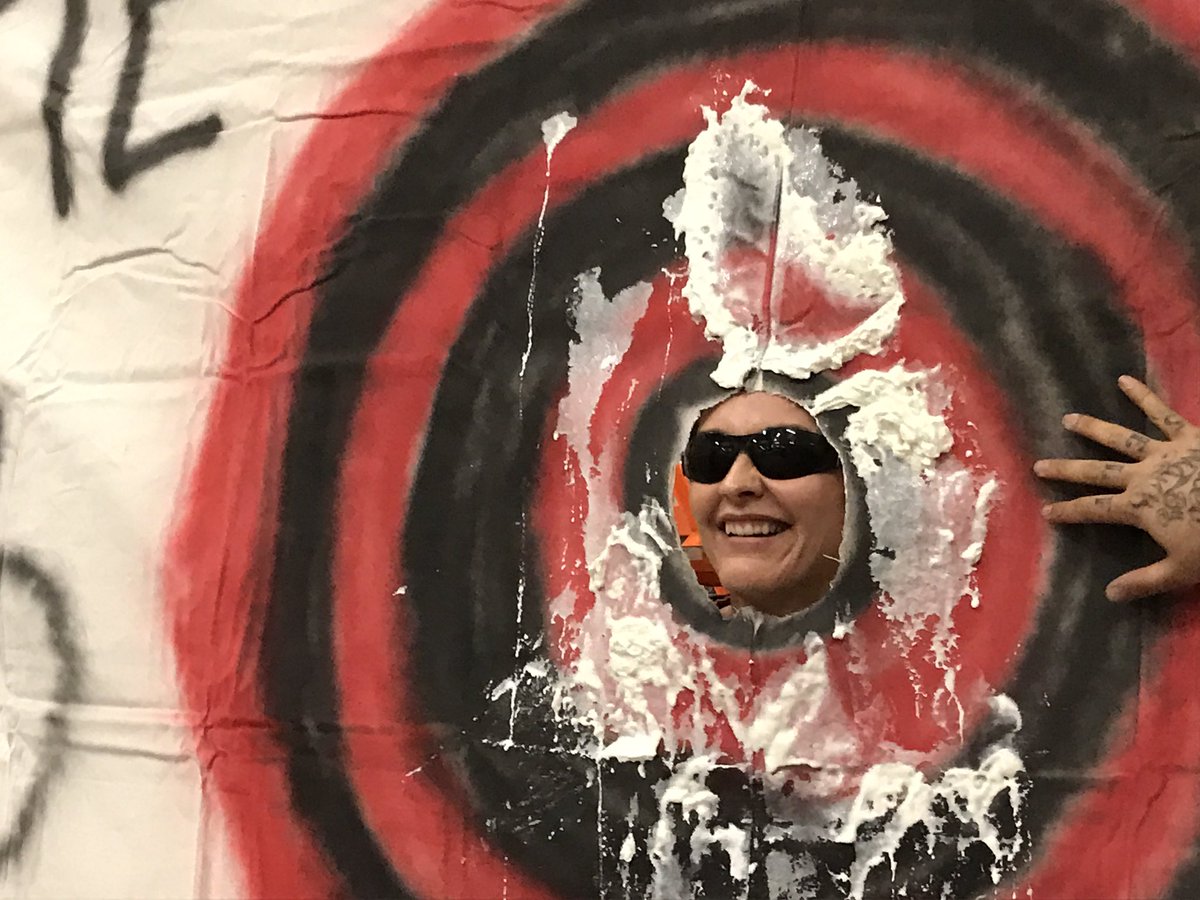 Pie the manager employee fund raiser, $1 a toss. Great fun! Thanks team! Vacaville proud! <a href="/TerrieOrtega30/">Terrie Ortega</a> @TimGudasD30