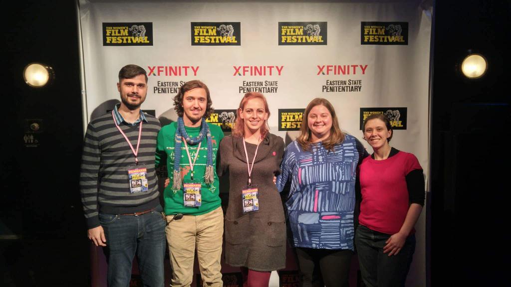 kouralilly's tweet photo. #hitRECorders on the red carpet at the womens film festival in philly! 1/3 of crew are on @hitRECord #namesonthewall https://t.co/0e5fNTAqSd