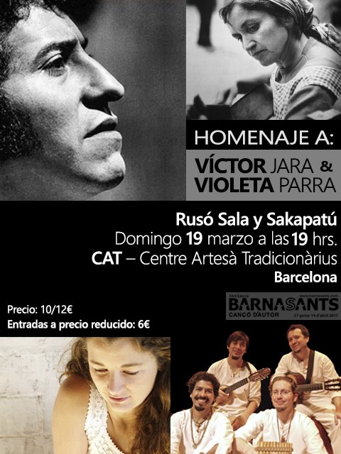 Descubre un espectáculo musical en homenaje a dos grandes cantautores en el <a href="/barnasants/">BARNASANTS!</a> este 19/03 con las melodías de #RusóSala y #Sakapatú