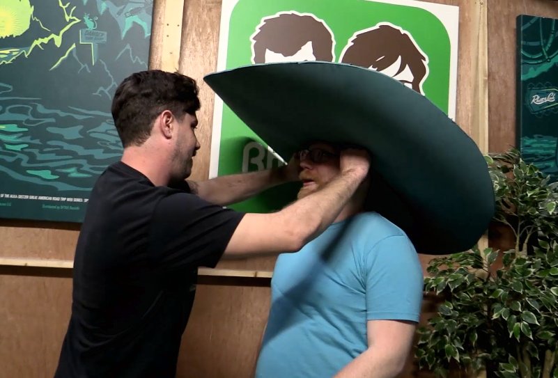 Mythical's tweet photo. How To: Create a sombrero sized shower cap! #GoodMythicalCrew https://t.co/baildDHgc7 https://t.co/y0Pyz0eoI8