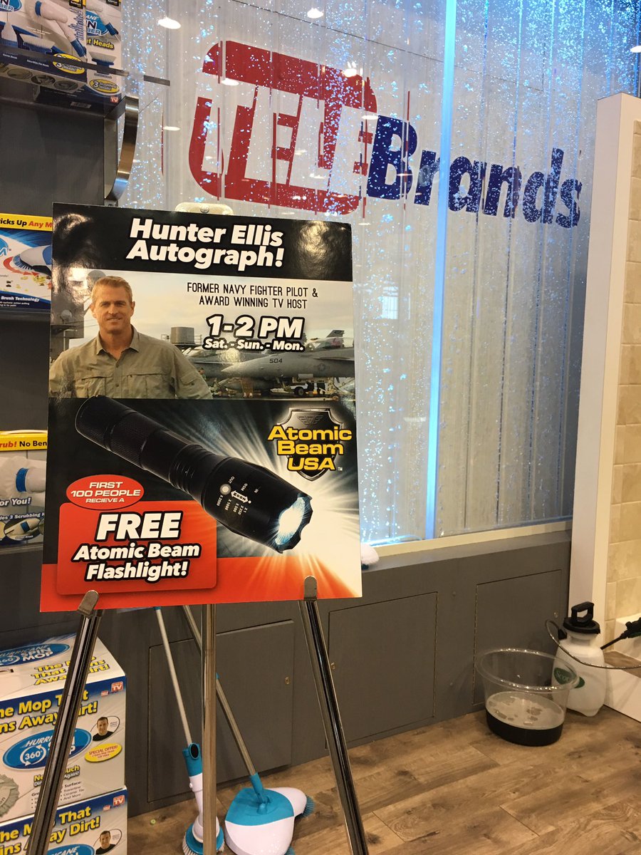 TeleBrands's tweet photo. Pitchman and TV host @HunterEllisTV will be giving out 100 free #AtomicBeam flashlights at @BulbHeadIdeas Booth #L11331 at #IHHS2017 https://t.co/SkPhCCZjLs
