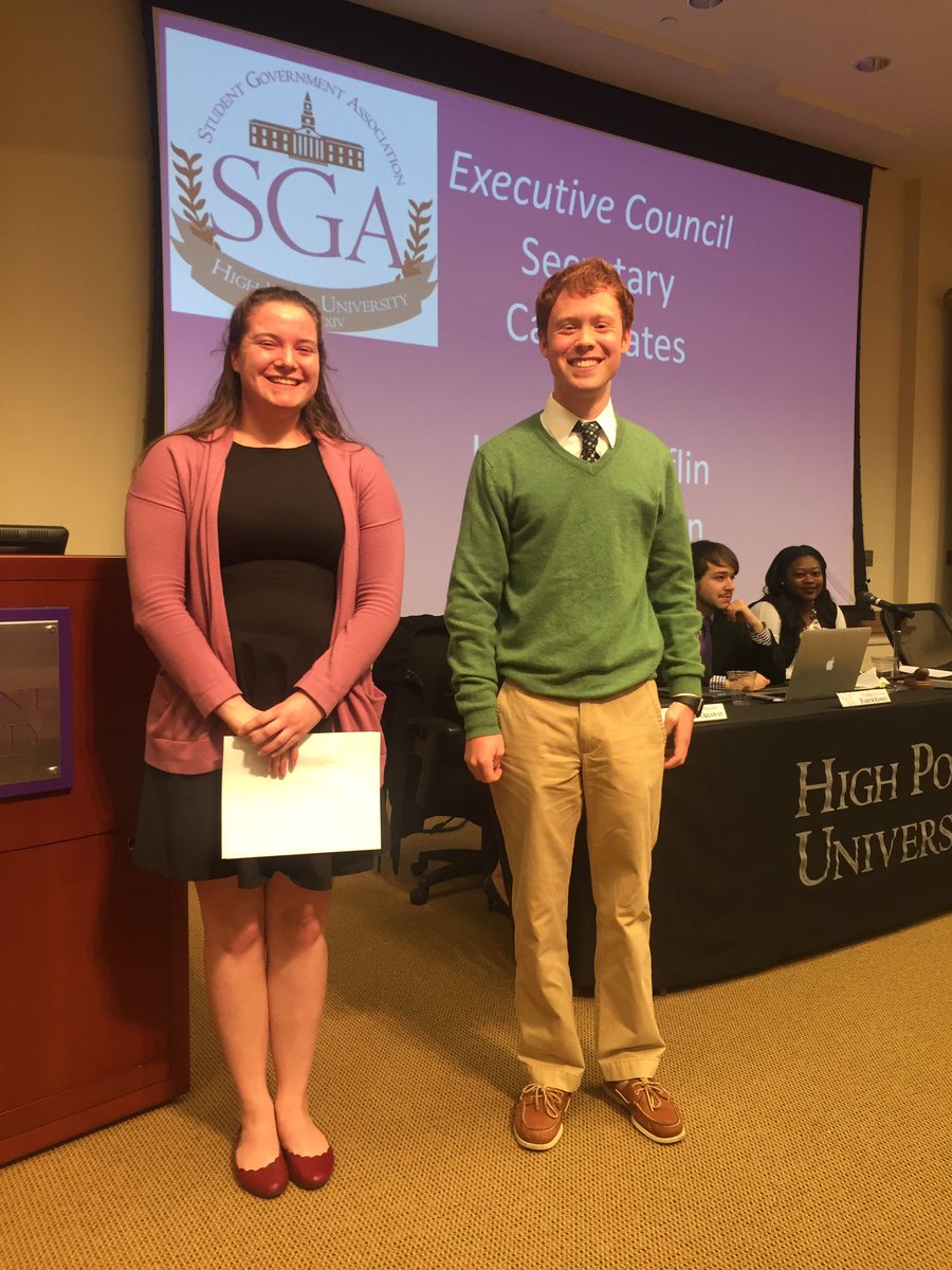 HPUSga's tweet photo. Our candidates for SGA Secretary: sophomores Isla McGlauflin and Craig Simpson. Voting opens on Monday! #SGAvotes https://t.co/ut6hMrcdwA