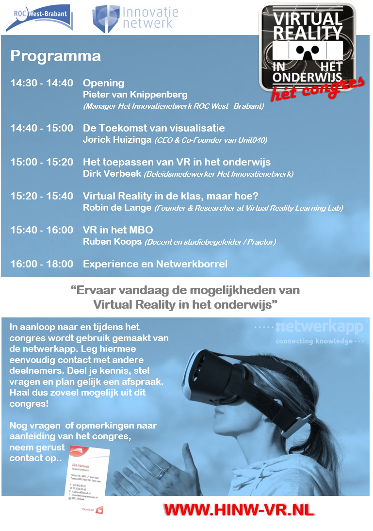 DL_Verbeek's tweet photo. Het definitieve programma voor VR in het onderwijs is rond! Nog een paar plaatsen vrij, meld je snel aan! https://t.co/d8IV6fDv78 #hinw https://t.co/F7wjeM1TYe