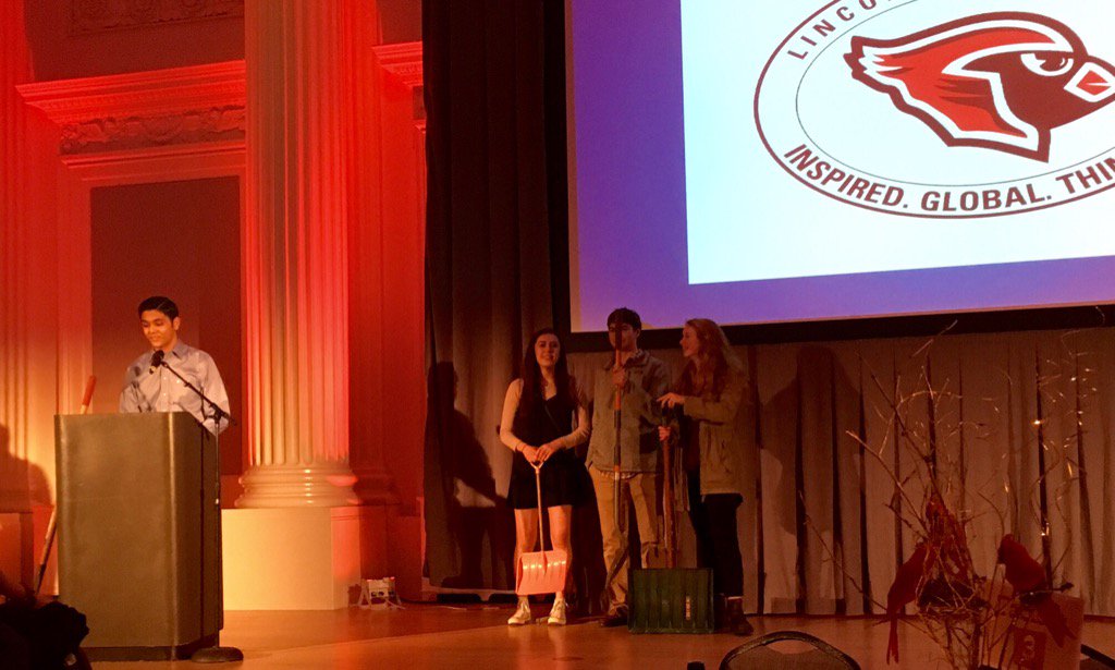 Sophomore Raja Moreno introducing the student run PAC S.H.O.V.E.L.S at the Flock Party. #LHSCards