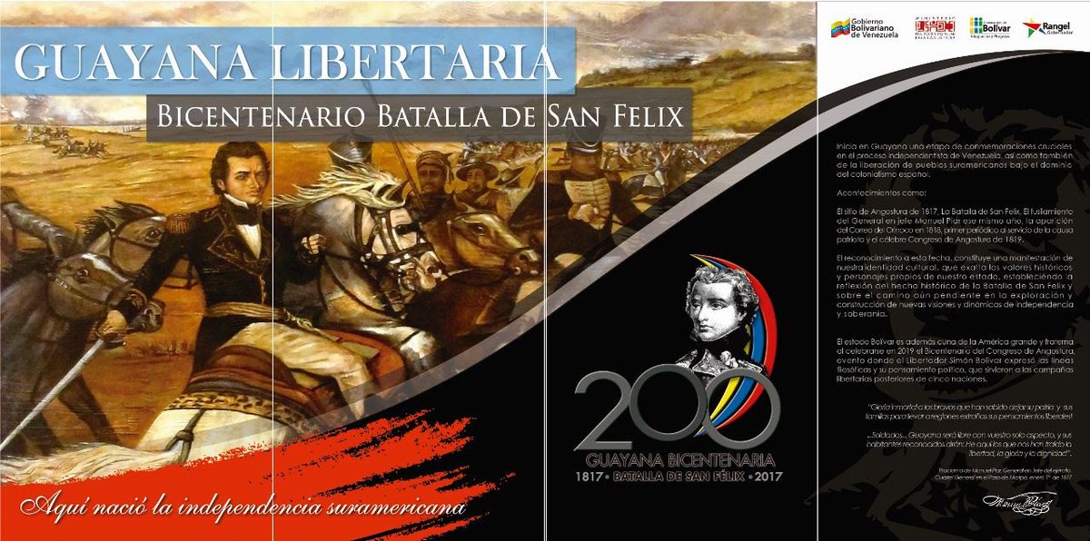 museojesussoto's tweet photo. Gobernación del Estado Bolívar, presenta:
GUAYANA LIBERTARIA: Bicentenario Batalla de San Félix.
Curaduría y montaje de Marem Bonucci. https://t.co/36iXPyyWnN
