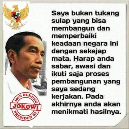 baca yg bener yaa.presiden tuh bukan tukang sulap tdk bs dg bimsalabim mmperbaiki pmbangunan 🇮🇩mari kt dukung kt kawal jgn cm bs nyinyir aja