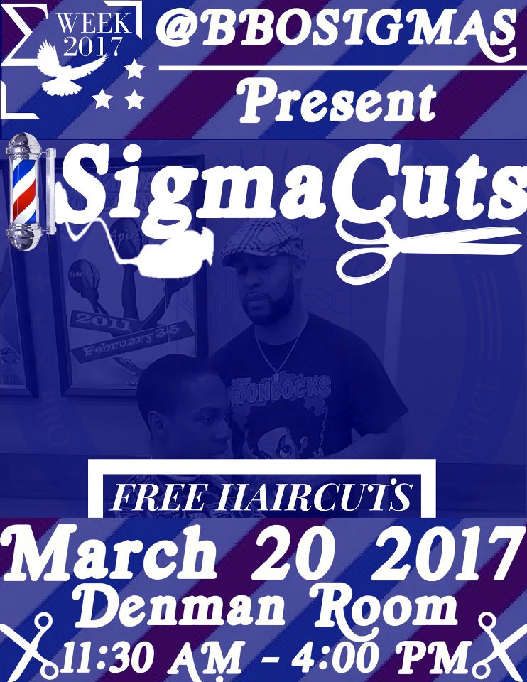 4xJoy's tweet photo. Free haircuts also come enter in the raffle to win a presale for #PajamaJamXiii #FinalChapter #SigmaWeek2k17 #Utsa https://t.co/8zyeUTGuJP