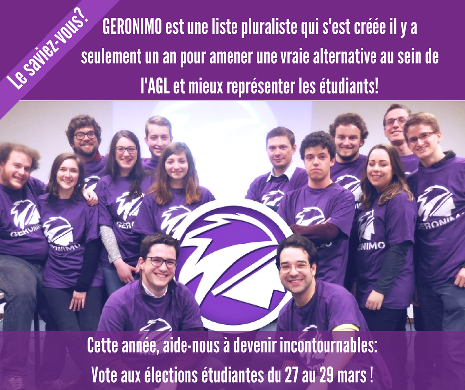 Geronimo: une liste neuve et pluraliste! #Geronimo2016 #Geronimo2017 #MêmeCombat #Alternance