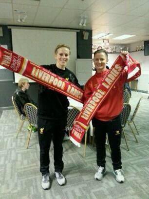 SupportHerApp's tweet photo. More famous faces (does @LFCladiesfans count as famous?) 🙊 last few hours to grab your supporther women's football scarves! https://t.co/XFwfwz5hcT