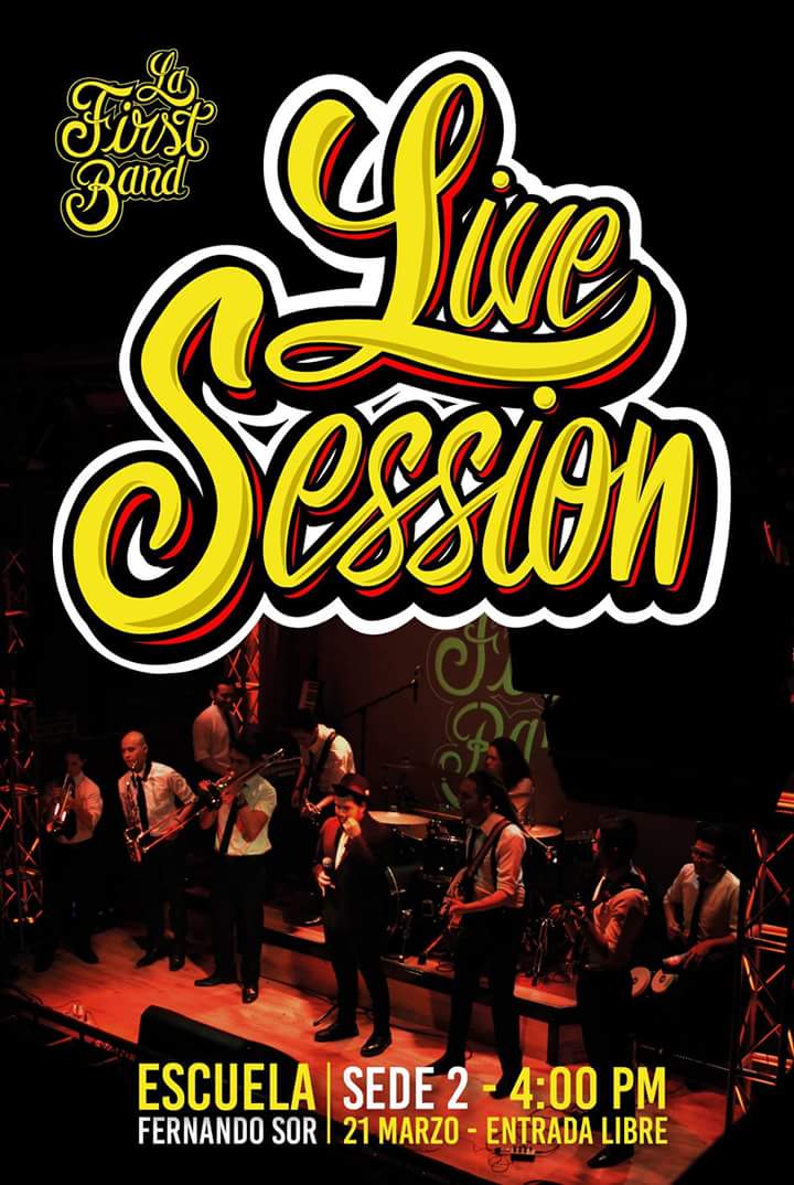 Este próximo martes 21 de Marzo los esperamos en la Fernando Sor ... Entrada libre a partir de las 4 pm #skajazz #lafirstband #livesession