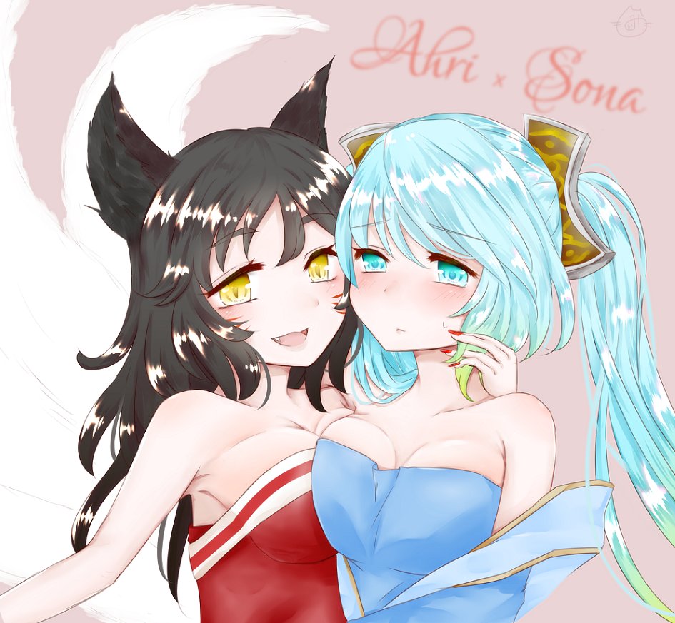 League Of Fanarts On Twitter Ahri X Sona By いみ。