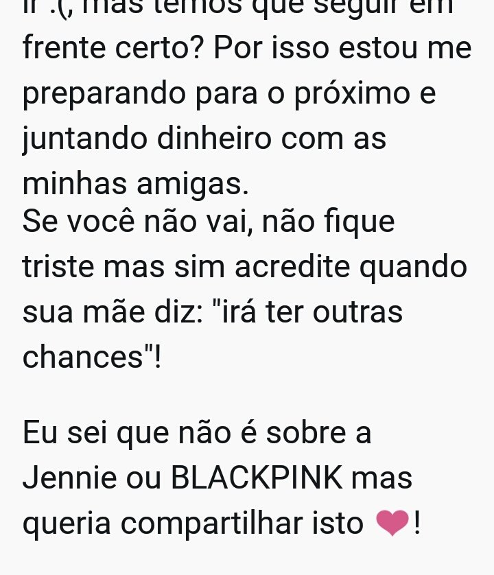 JennieTons's tweet photo. Para vocês A.R.M.Y's e BLINK's 💙 Pensem em outras chances e não fiquem tristes amo vocês! 💕 https://t.co/m3QeqZZh9Z