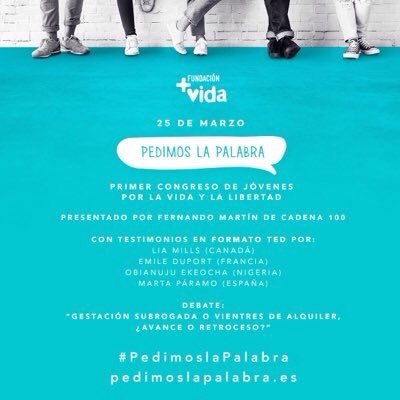 alfonsomerlos's tweet photo. Una semana para el Congreso Internacional "Pedimos la Palabra" de @masvidaeu @duartefalco. Presentaré y moderaré. #Madrid #vida #libertad https://t.co/8a3oekPVax