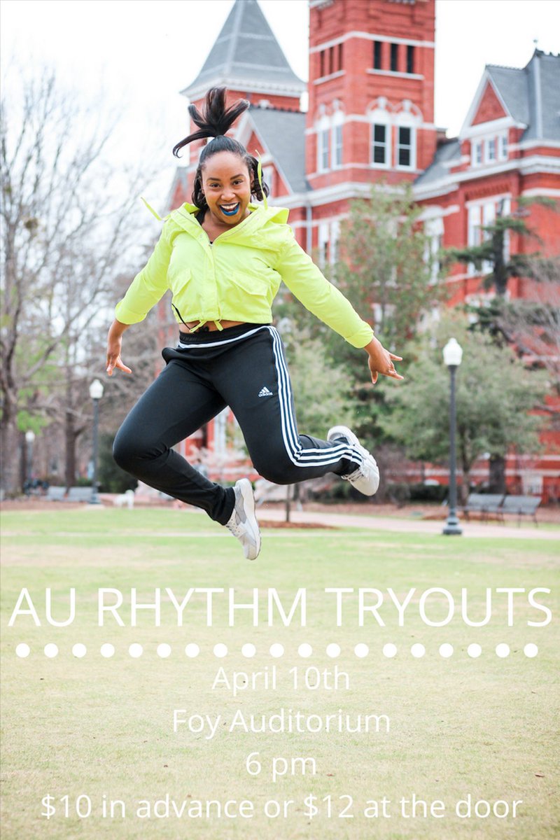 tiger_rhythm's tweet photo. We are jumping for joy to announce that AU RHYTHM TRYOUTS are officially on April 10th this semester!! https://t.co/TMGGXieujs