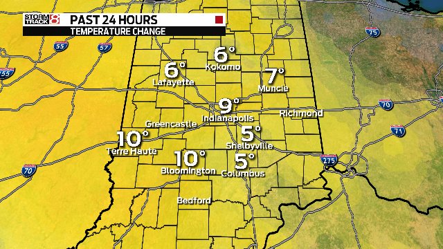BraaadWx's tweet photo. Temperatures are 5-10 degrees warmer than this time, yesterday! Soak up the sun because storms return tomorrow! #INwx https://t.co/HR9rnBkkwW