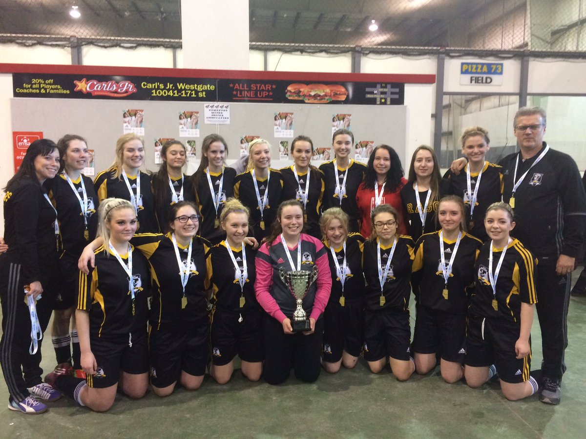 MHSAsoccer's tweet photo. U18 girls win gold. A goal with 44 seconds left broke the for a 3-2 win. #medhat #GoRASC @MedHatRASC https://t.co/Wc2eU7FxYb