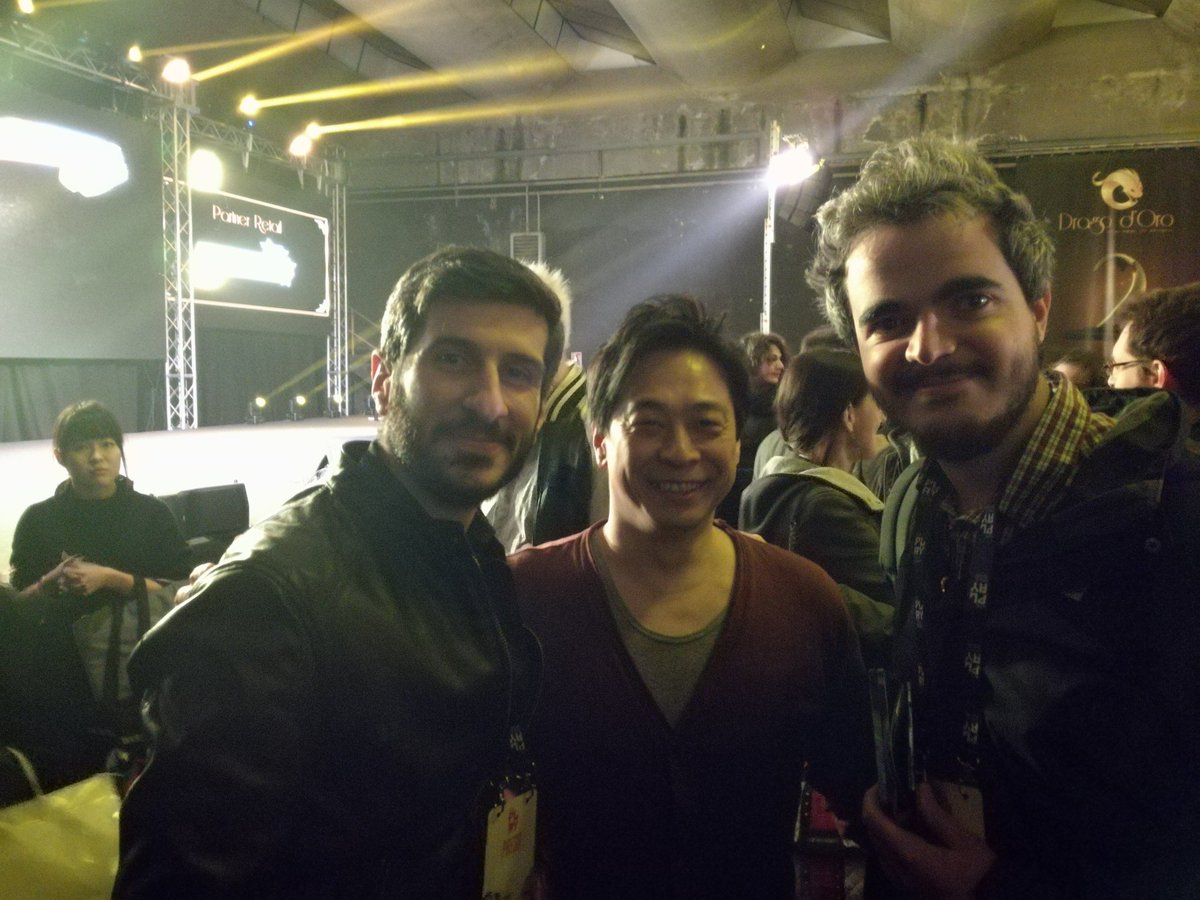 Cosodelirante's tweet photo. With #FFXV Game Director, Hajime Tabata! @PremioDragodOro @Letsplay_roma @FinalFantasy https://t.co/nxevbcHdgq