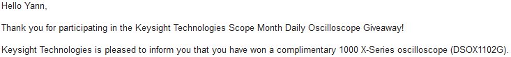 Mwyann's tweet photo. Woohoo! Thanks @Keysight for this great surprise :-) #ScopeMonth https://t.co/Kzg0xRoJE6 https://t.co/iKsoD0LQgU