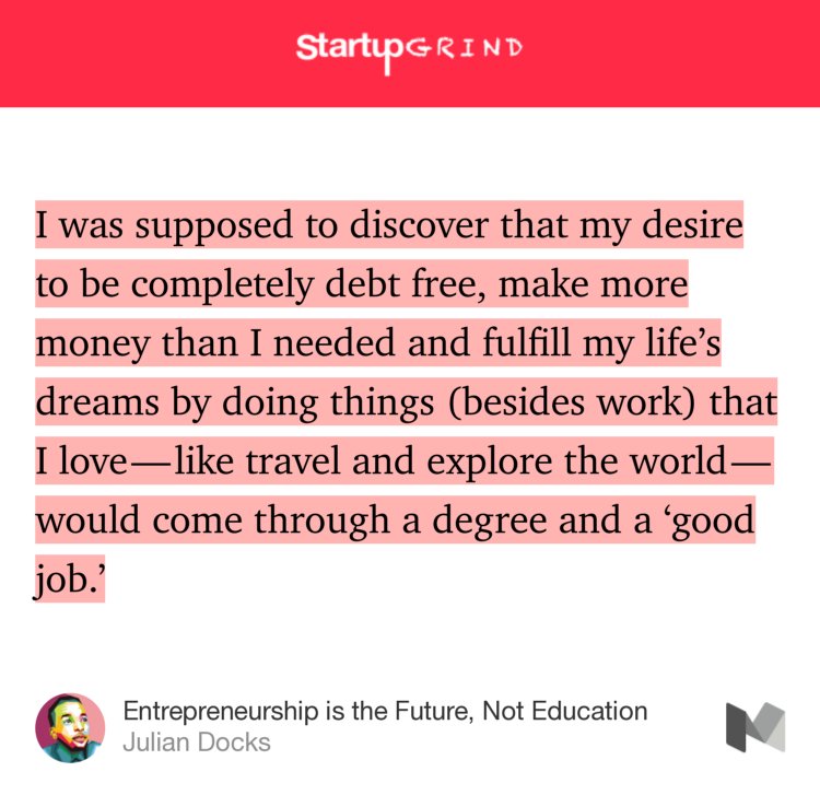 The game has changed. #amwriting #startups “Entrepreneurship is the Future, Not Education” — ow.ly/Tqlq30a3Jo6