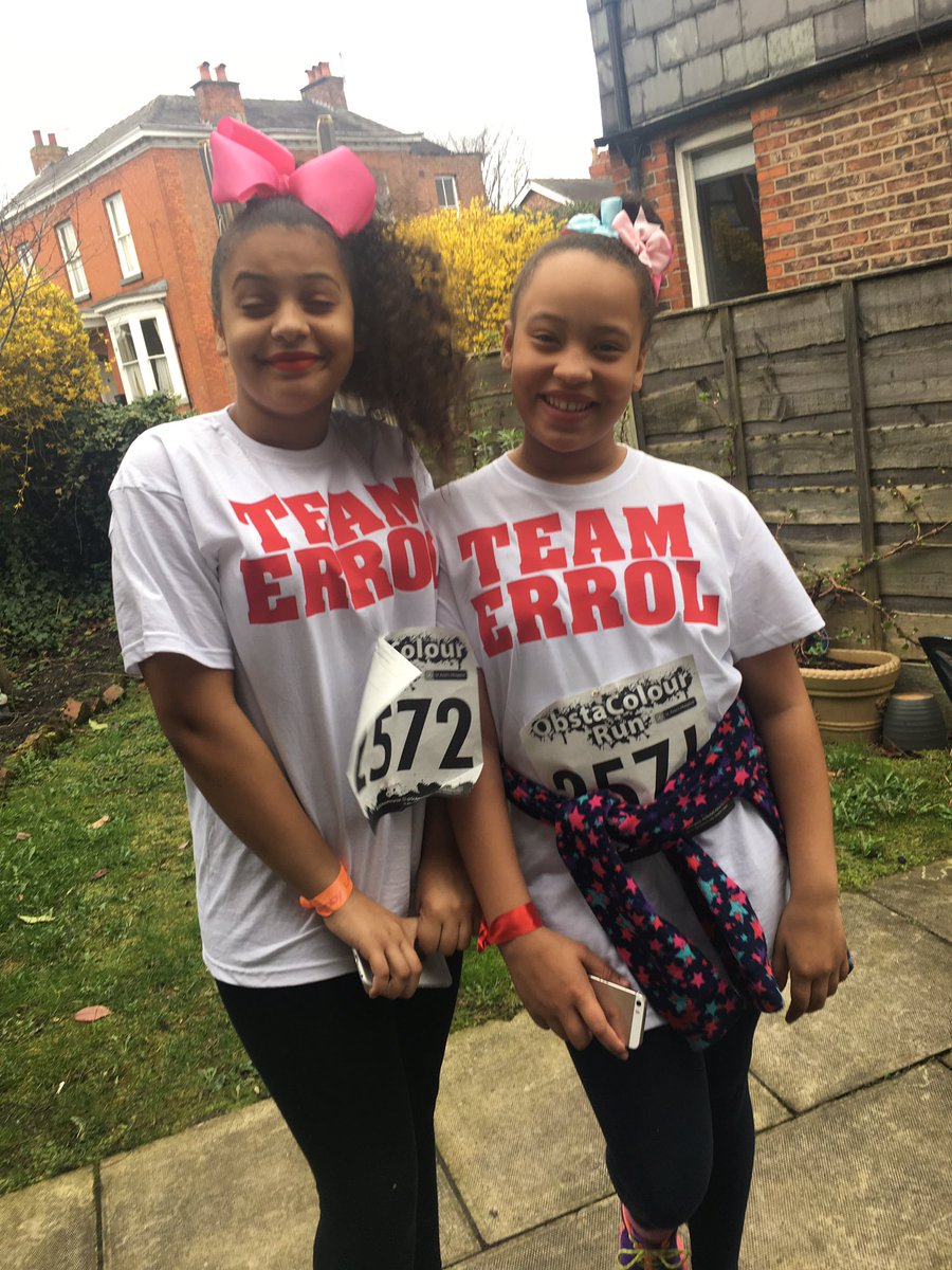 LaurasTravel's tweet photo. They ran for their Daddy as he got his wings @StAnnsHospice Despite the wind &amp; the rain we did it. #ObstaColourRun https://t.co/XDhYHKlepo