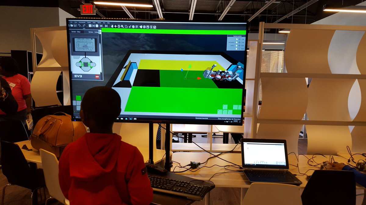 SEregionrobots's tweet image. Learning about #LEGO #robotics with the @cogmation simulator and #EV3 soccer! Hosted by 21st Century STEM Academy, a microschool in Atlanta.