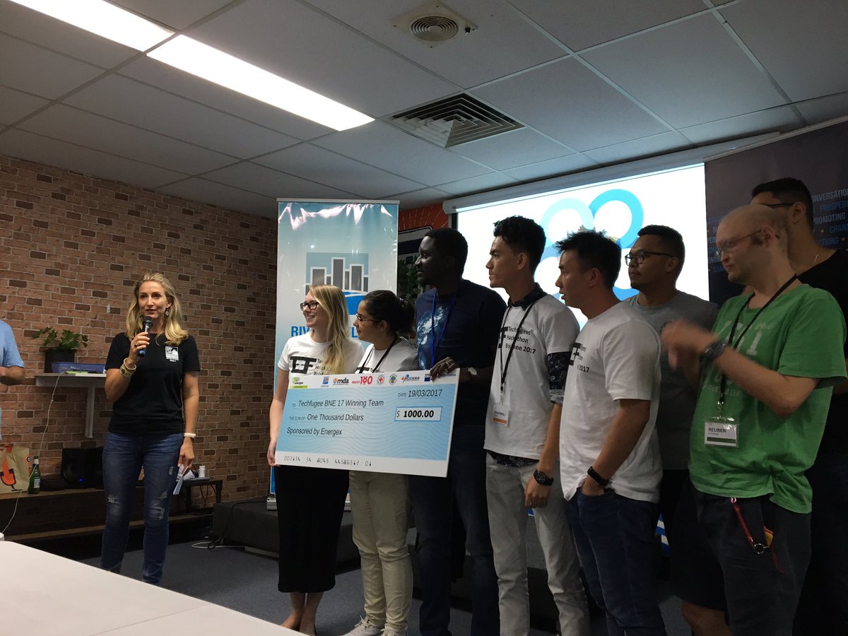 communityep's tweet photo. Winning team @TechFugeesBNE #TechfugeesBNE17 #hack. Congrats Springboard mentor platform! @techfugeesaust1 @ellispeta @sjwilliams1901 https://t.co/UHJwKr0m2z