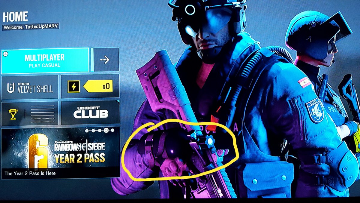 SiimplyMarv's tweet photo. @Rainbow6Game part Spanish and part propane? Surely someone at your team has noticed this...#r6s #Jackal #velvetshell https://t.co/o9aVEOdQNe