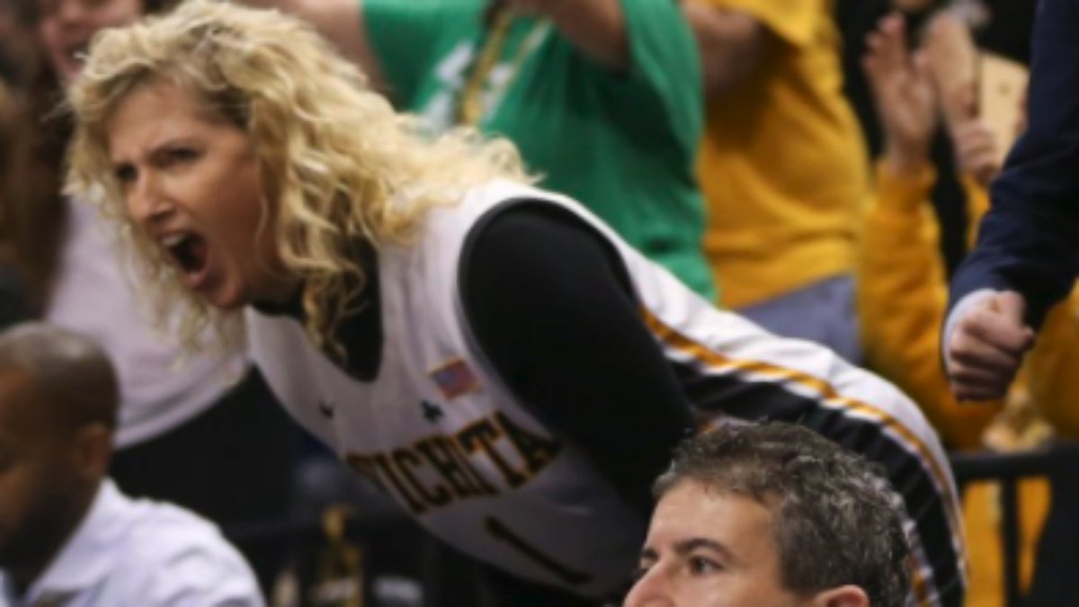sportingnews's tweet photo. A writer says the NCAA made him remove his video of Gregg Marshall's wife during today's game vs. Kentucky. https://t.co/FfVjUjX4Mc https://t.co/KyzsDLY2CM