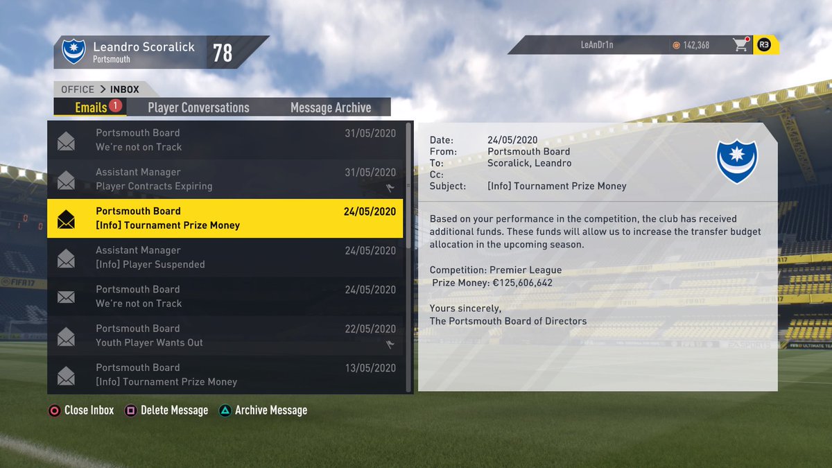 Escoralinck's tweet image. Campeão da @PremierLeague e vice da @ChampionsLeague nos penaltis com o humilde @OfficialPompey #JogaPraMim #FIFA17