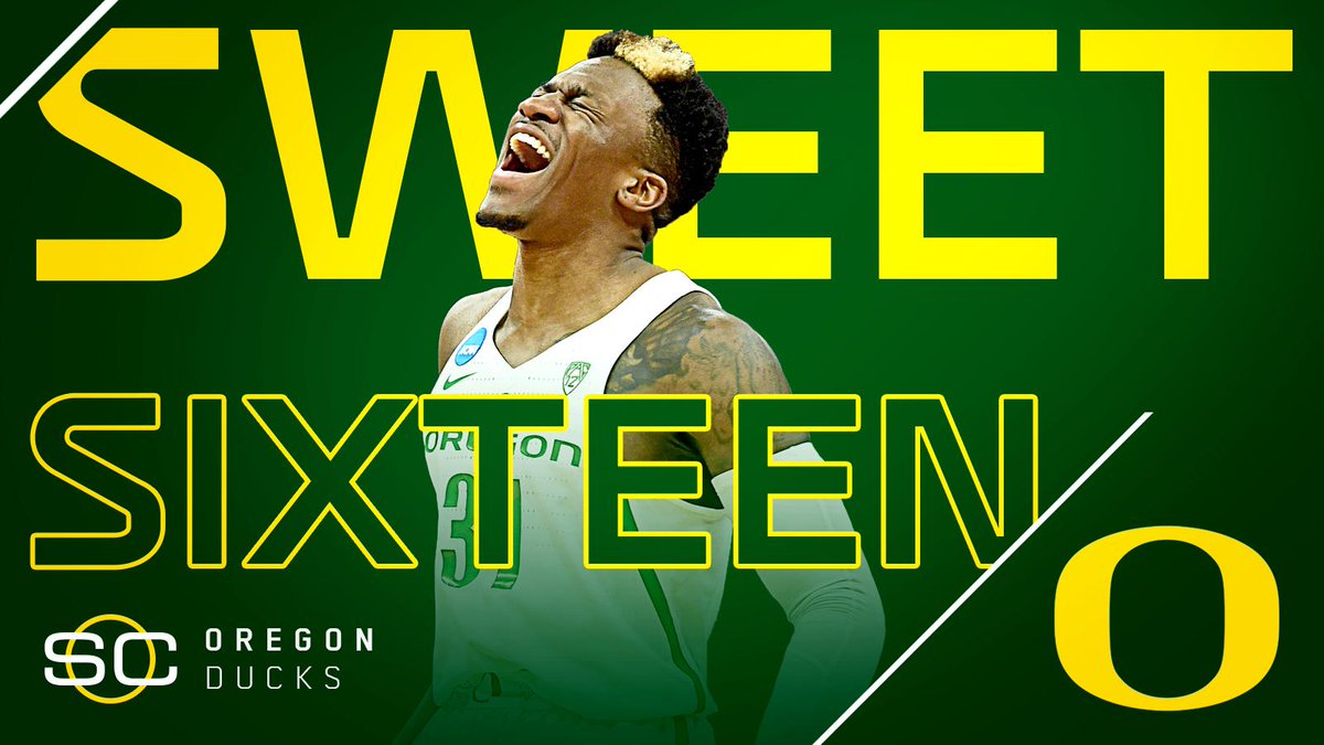 SportsCenter's tweet photo. DUCKS ADVANCE!

Oregon reaches Sweet 16 in back-to-back seasons for the first time in school history. https://t.co/F0L0XGtnvi
