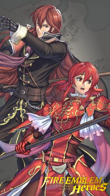 ファイアーエムブレムヒーローズ図鑑 スマホ壁紙 ミシェイル戦先行イベントよりも先行してミシェイル兄妹の壁紙を作りました ミネルバのが目立っているのは 配置を逆にするとミシェイルの手がおっぱいに伸びているように見えるので仕方なく T