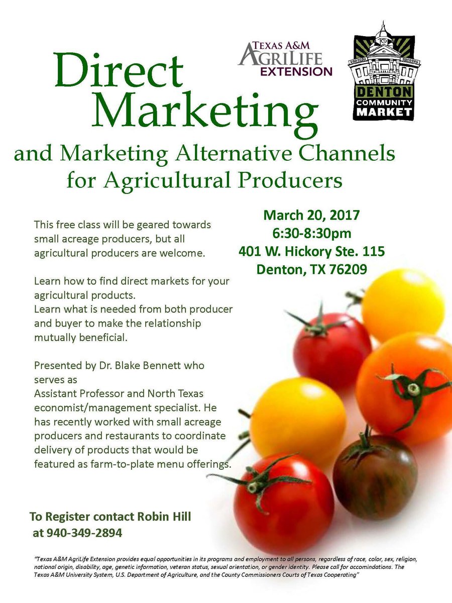 Learn how to market your agricultural products. Tomorrow! Free!