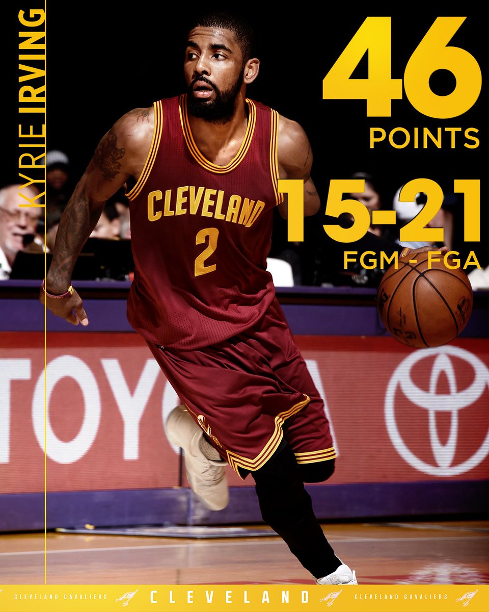 Kyrie had as many made threes as missed shots. 😳

FORTY. SIX. 🔥