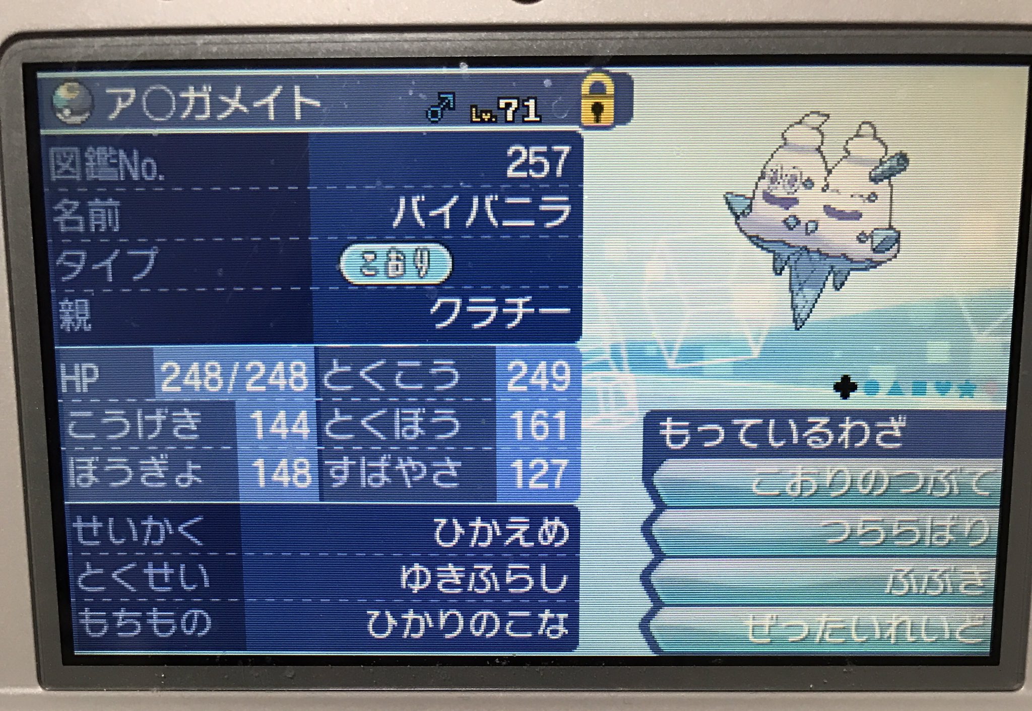 تويتر 海月ちい クラチー على تويتر Ucmkpni 前回お留守番だったバイバニラ ドラゴンキラー 受けループや対策してないポケモン相手に絶対零度を撃つ要因 化けの皮 襷持ちミミッキュ用につららばり入れたんだけど 霰で襷潰せる 水タイプ対策でフリーズドライ
