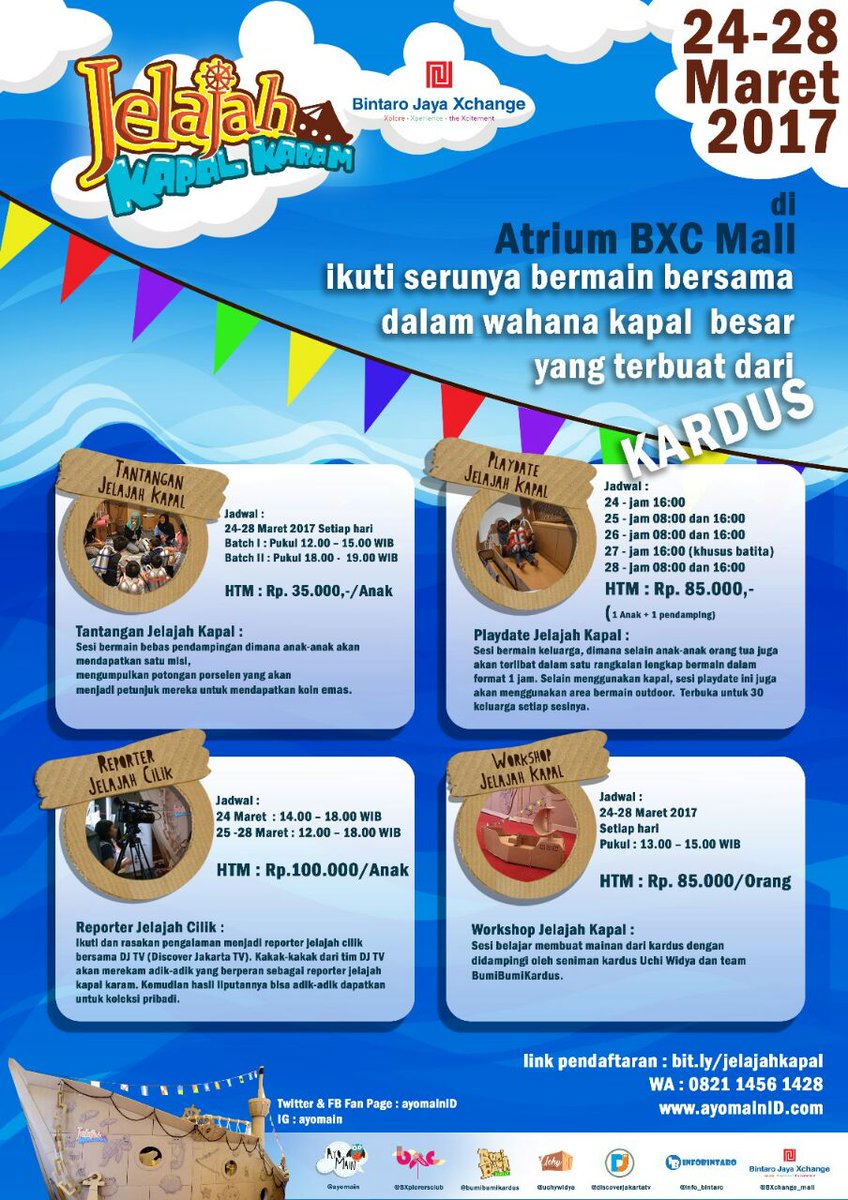 #EventBintaro #LiburanAnak bersama <a href="/AyomainID/">Ayomain</a> @BXchange_Mall #JelajahKapalKaram 24-28 Maret 2017. Ayo, daftar di: docs.google.com/forms/d/e/1FAI…