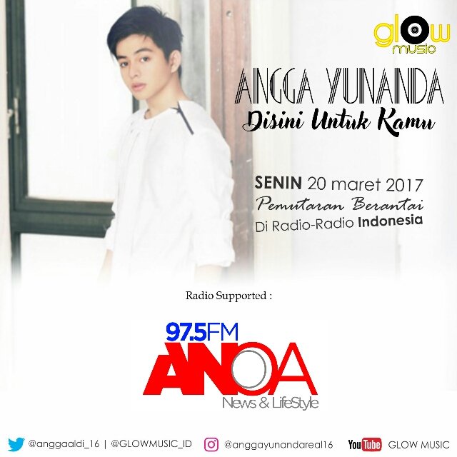 Hari ini #PemutaranBerantai ANGGA YUNANDA #Disiniuntukkamu @anggaaldi_16 @GLOWMUSIC_ID di #Anoahomesession pukul 16.00 Wita cc @Tata_Twins