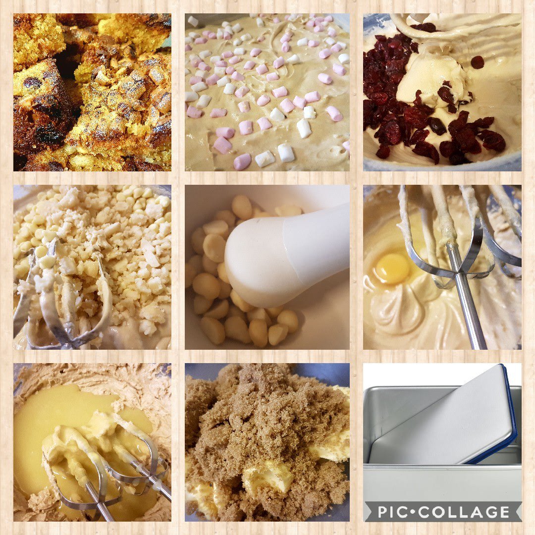 SCORCHED BLONDIE BITES #pushpan #cranberries #whitechocolate #chocolate #marshmallow #homemade #myrecipe #macadamia #nuts #blondie #traybake