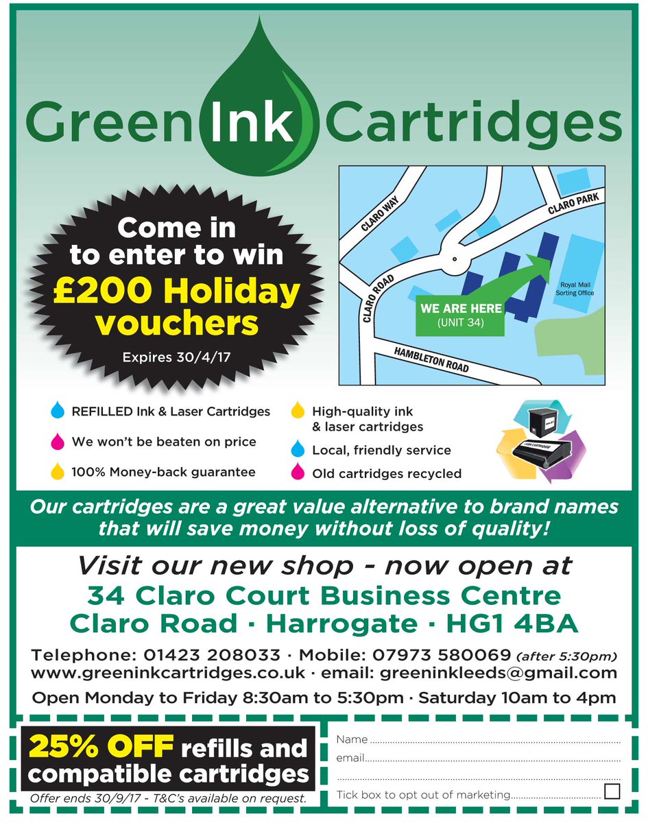 greeninkleeds's tweet photo. We still REFILL, come on down &amp; enter our competition for £200 worth of Holiday Vouchers. https://t.co/Yr5chFlq67
