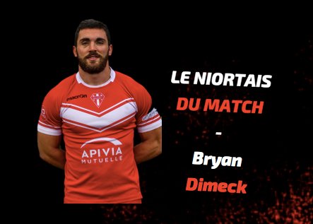 NiortRugbyClub's tweet photo. Nos partenaires #DROP l'ont élu Homme du match face au Rheu, bravo à Bryan Dimeck pour sa prestation ! @BryanDimeck https://t.co/FjabPVHN1w