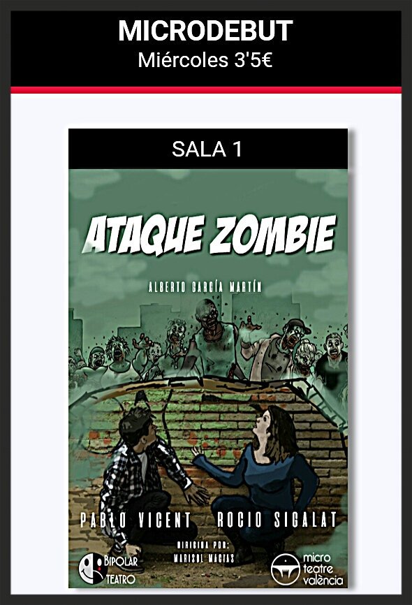 Bipolarteatro's tweet photo. Adios fallas y hola microzombies. De nuevo en marcha, os esperamos de nuevo en la Sala 1 de @microteatreVLC con @pableecastel y @sigaleta https://t.co/qlXZuQEwlw
